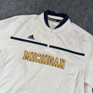Michigan Wolverines Jacket‎ Mens Large NCAA Football Quarter Zip Pullover Adidas